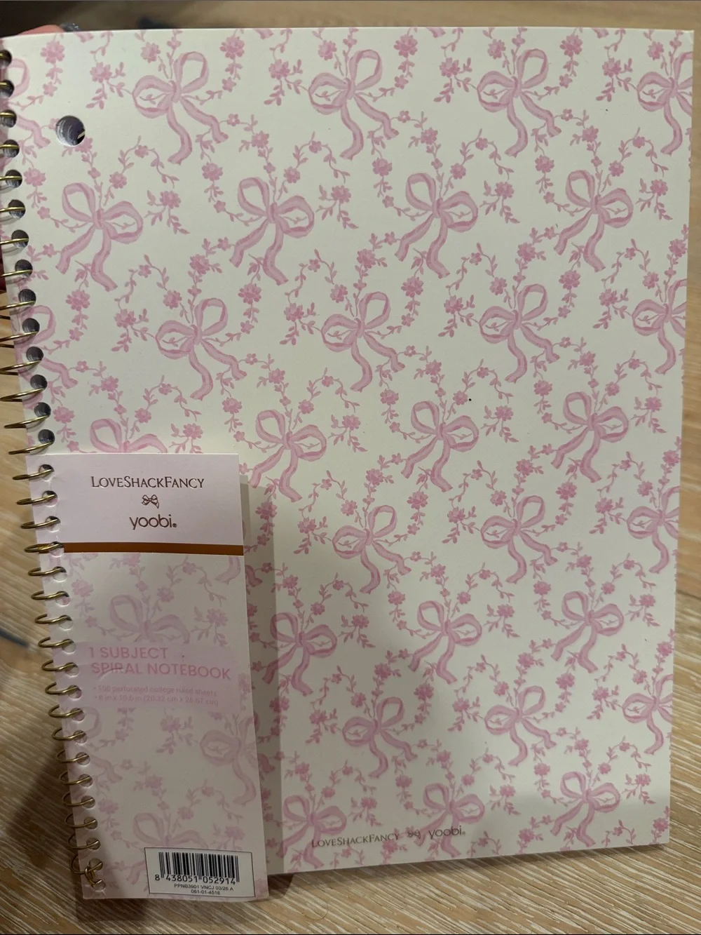 Love Shack Fancy 1 Subject Spiral Notebook coquette bows